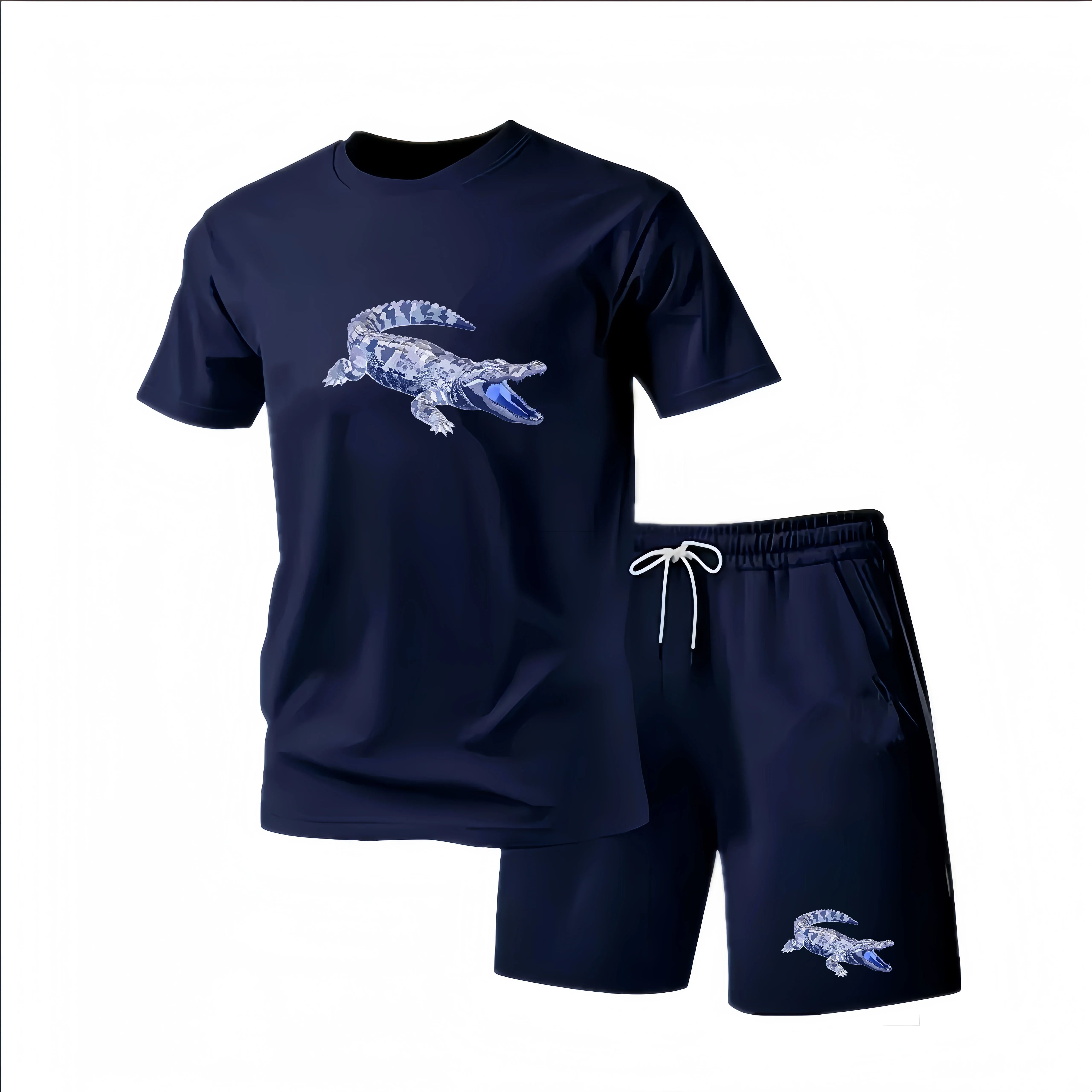 New Summer Sportswear Men's Suit Fashion Two-Piece Sports Fitness Running Casual Quick Drying Short Sleeved Shorts Set Men view 6