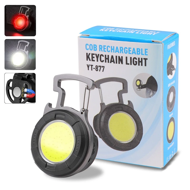 Mini COB LED Flashlight Multifunctional Portable Keychain Light Pocket Work Light Outdoor Camping Fishing Emergency Lantern