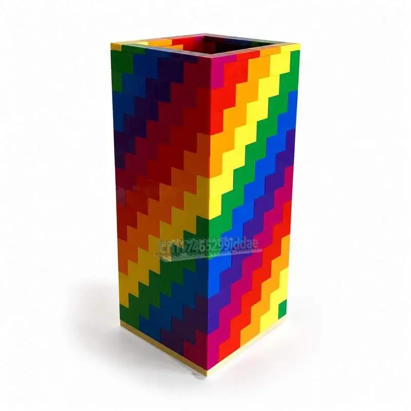 NEW 225Parts Rainbow Vase Decoration Model MOC Custom Building Blocks DIY Creative Assembly Puzzle Home Display Collection Gift