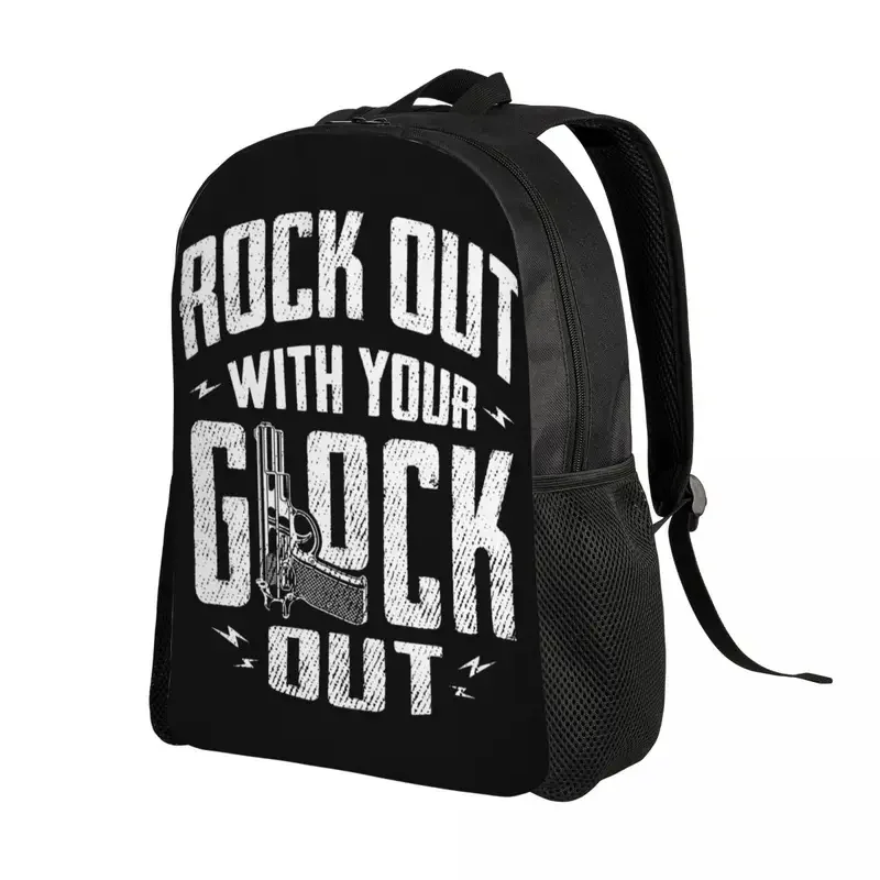 Custom rock out with your Glock out backpack men women basic bookbag for college School USA handgun pistol bags