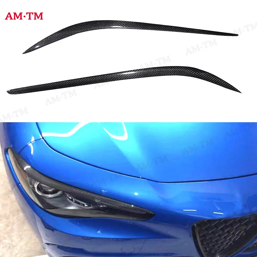 

For Alfa Romeo Giulia 2016-2018 Carbon Fiber Car Front Headlamp Eyebrow Headlight Eyelids Parts Upgrade Body kit