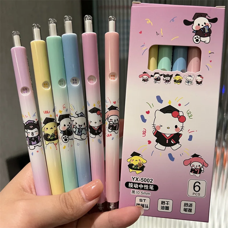 Kawaii Sanrio Hello Kitty Kuromi My Melody Cinnamoroll Pochacco Pompompurin Carbon Pen Gel Pen Ball Pen Homework Pen For Girls