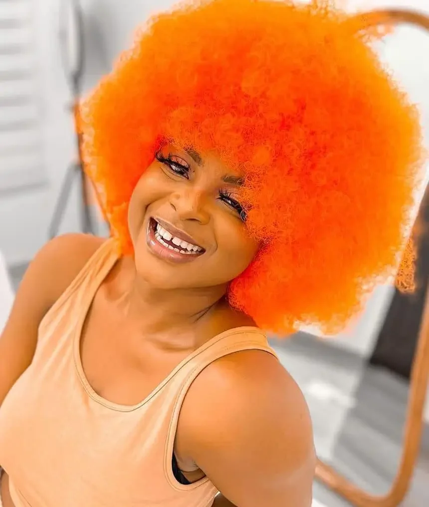 Peruca afro sintética para mulheres negras, peruca encaracolada, grande saltitante, aparência natural, festa de Halloween, perucas cosplay de Natal