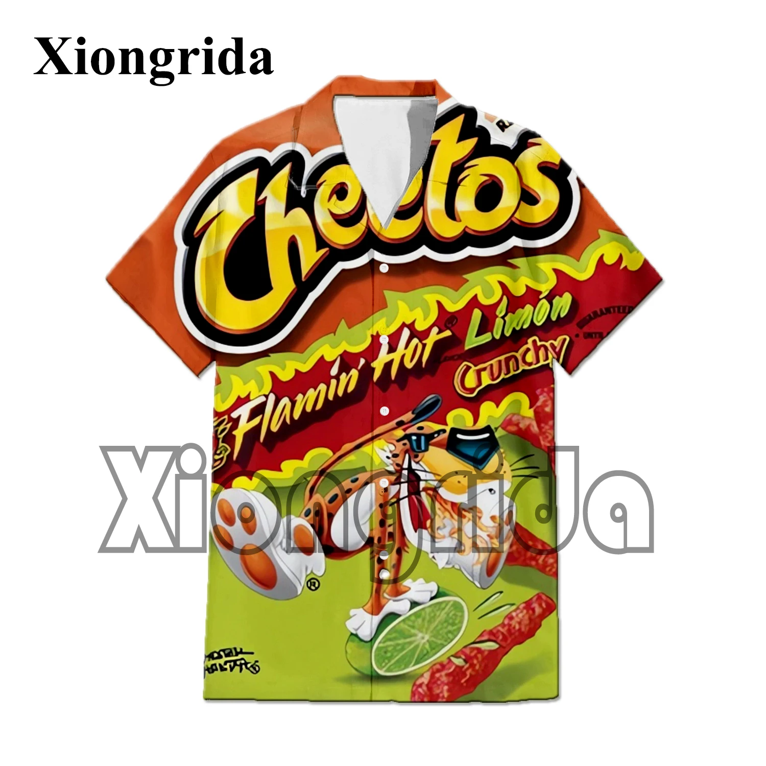 Novelty Hot Cheetos Food Puffs 3D Print Men Shirts Compression Street Punk Short Sleeve Shirts Fashion Hawaii Beach Shirts Tops