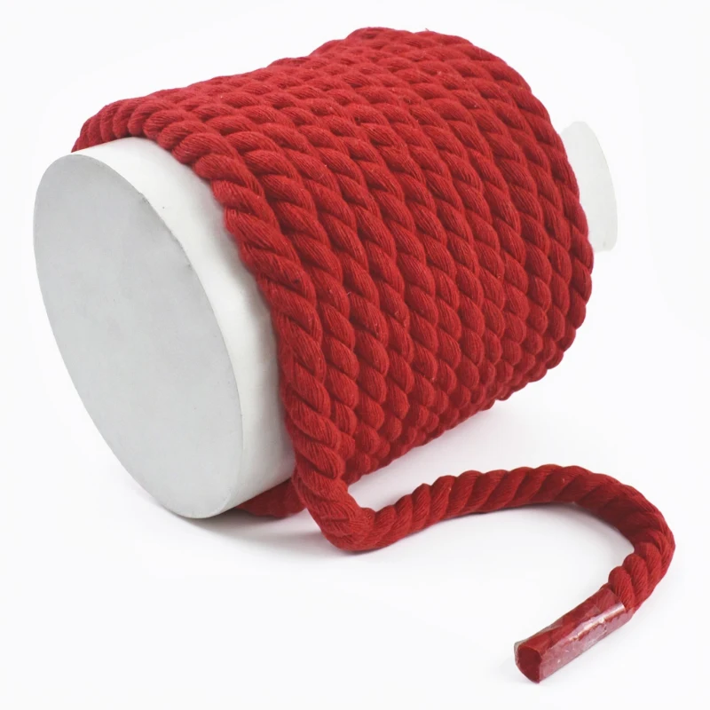 5/10M 5-20mm Red 3 Shares Twisted Cotton Cords for Sewing Baskets Bag Woven Cord Knapsack Braided Rope DIY Clothes Accessories view 6