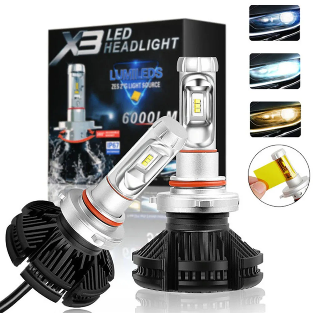 Car LED Headlights Bulbs 50W Headlamp Auto Car Light ZES H4 LED H7 Lamp Turbo Led H11 HB3 9005 HB4 9006 High low beam fog ligtht