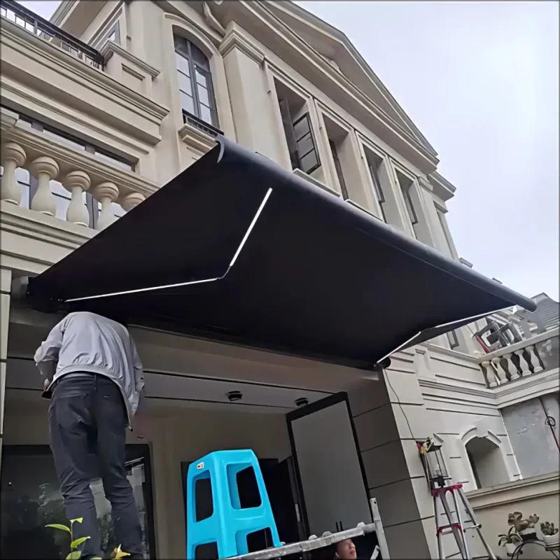 【Hot Sale】Aangepaste residentiële buitenluifel schaduw deurluifel elektrische intrekbare luifels terrasafdekking dak aluminium