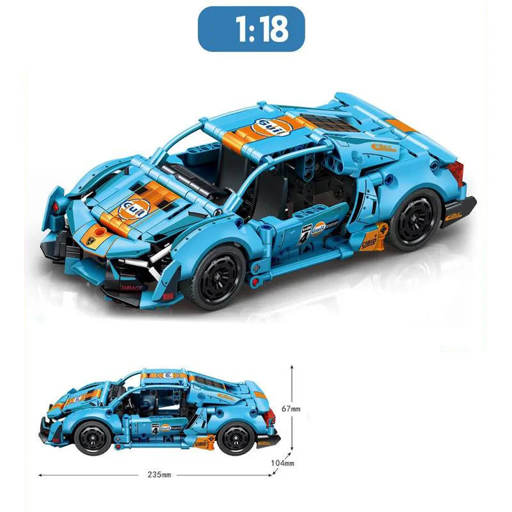 Technical 1:18 Scale Supercar Building Block Italia Bull Super Sport Car Revuelto Bricks Racing Model Vehicle Toy For Boys