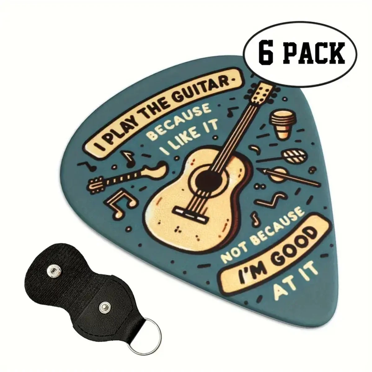 6 Pcs Guitar Pick Original Sound Guitar Picks Double-sided Printed Ukulele Guitar Finger Shrapnel Keychain Gift For Music Lovers