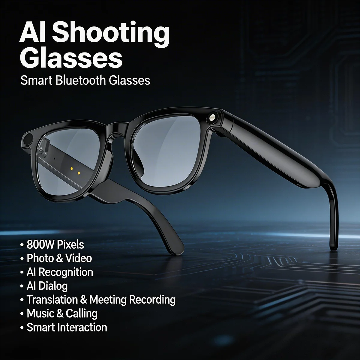 

Новые умные очки с ИИ 2026 года: HD-камера 800 МП, Bluetooth-звонки, аудиозапись, прослушивание музыки, запись встреч, модель CY01