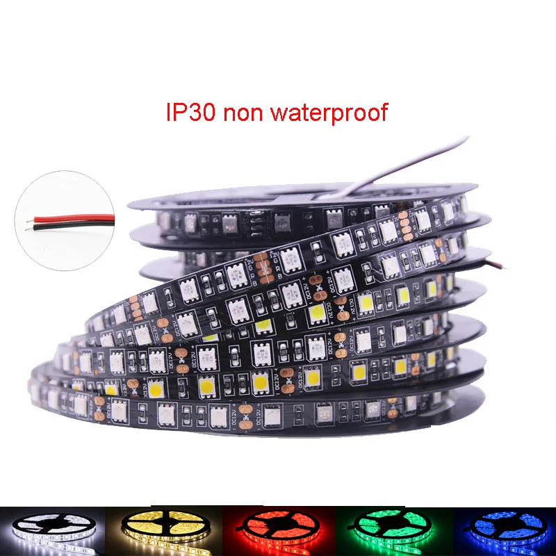 10개 12V 10cm 15cm 20cm 25cm 30cm 35cm 50cm 1m 5m LED 플렉시블 스트립 소프트 테이프 방수 IP65 IP30 노랑 빨강 초록 파랑 분홍