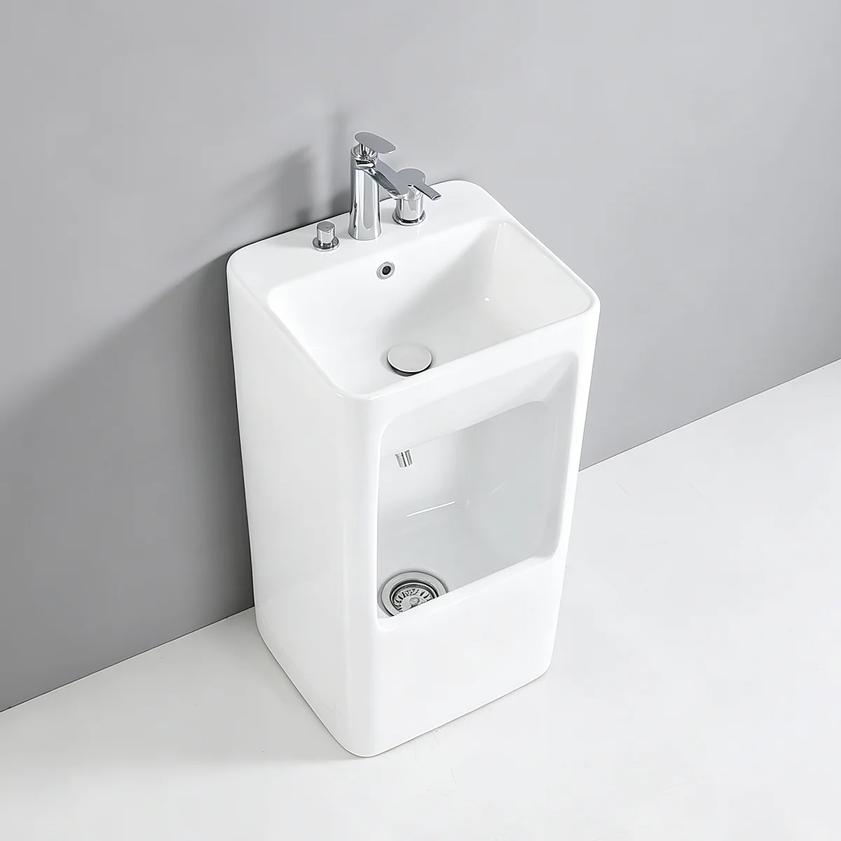 Modern Bathroom Sanitary Pedestal Basin Water-Saving Mop Basin Ceramic Integrated Dual-Use Cleaning Basin Wudu Foot Washing Sink