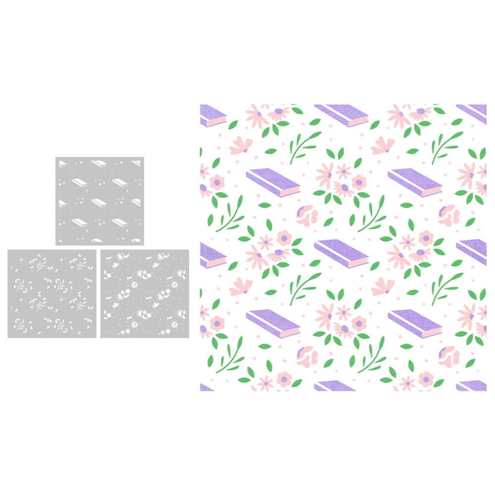 

MangoCraft 3PCs Summer Spring Floral Grass Plastic Stencils Decor DIY Scrapbooking Supplies Stencil For Cards Albums Background