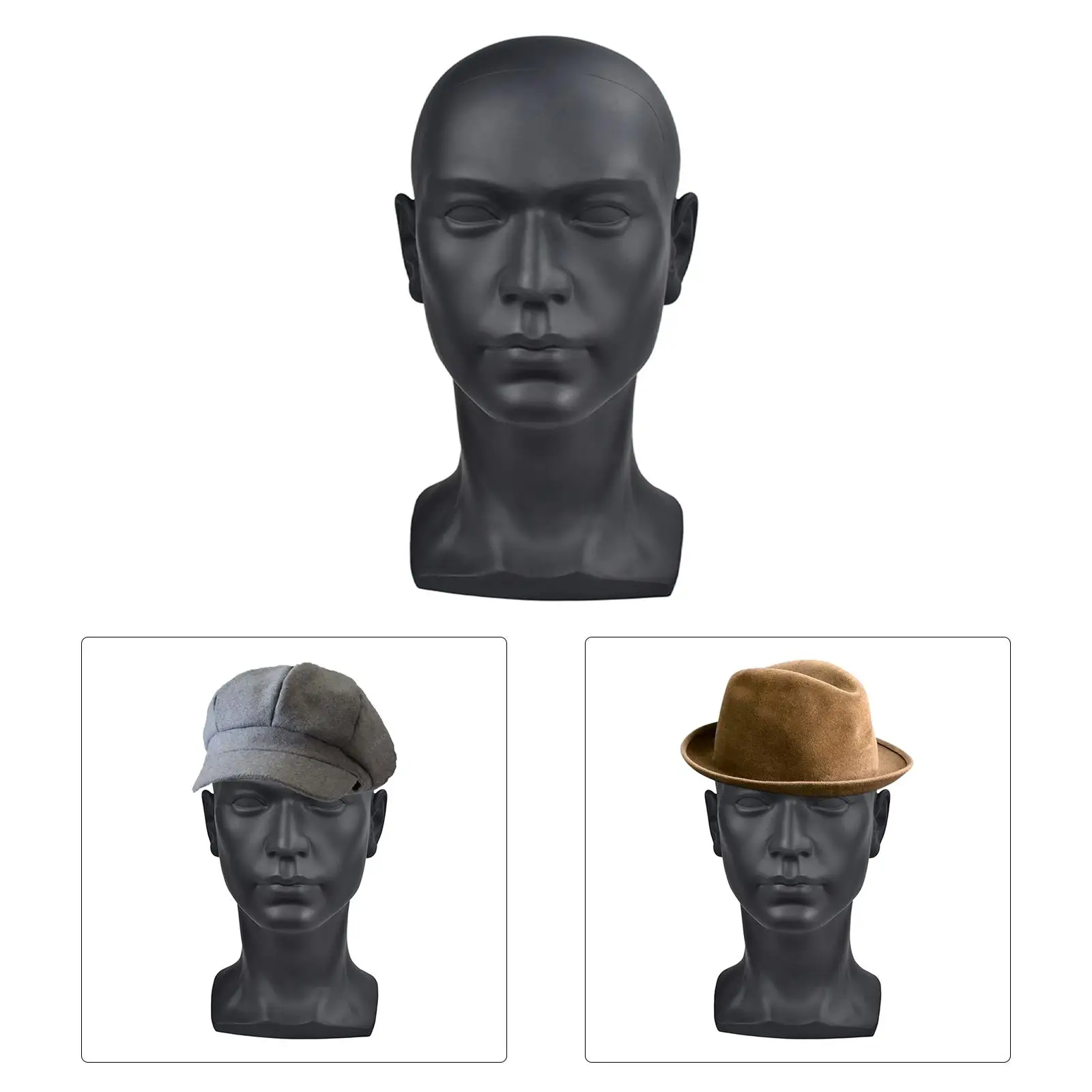 Male Mannequin Head Model, Circumference 57cm Headphone Jewelry Display Stand Durable Quality