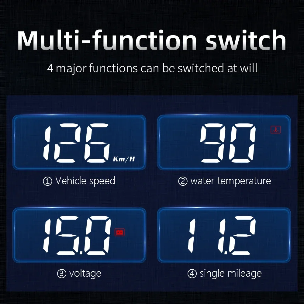 Car OBD Head Up Display M3 Digital MPH KMH Speedometer Water Temperature Voltage Mileage Auto Speed Meter Windshield Projector