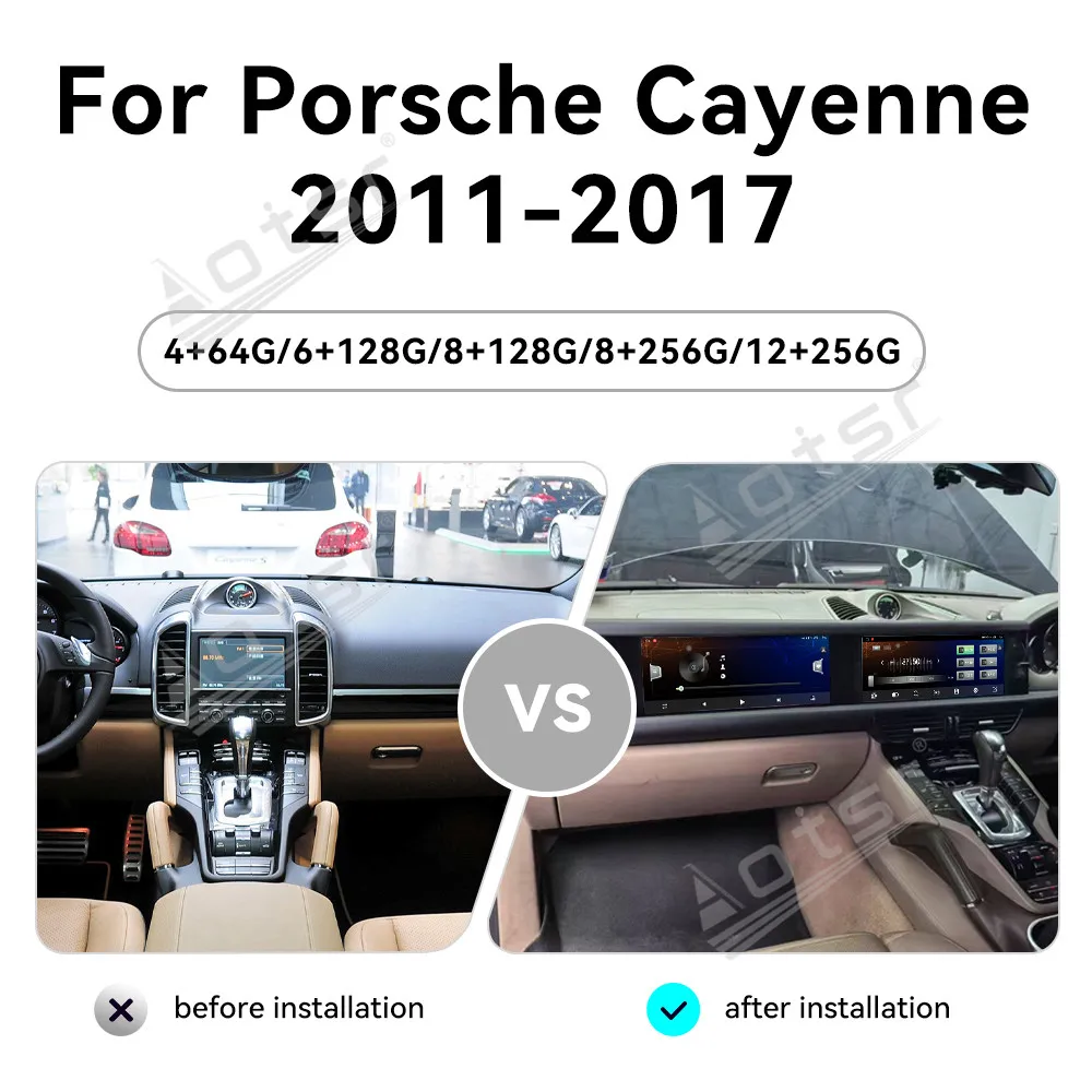 

Автомобильный радиоприемник CarPlay с двойным экраном, 24,6 дюйма, Android 13 для Porsche Cayenne 2011-2017, обновленный мультимедийный плеер с сенсорным экраном, LHD RHD