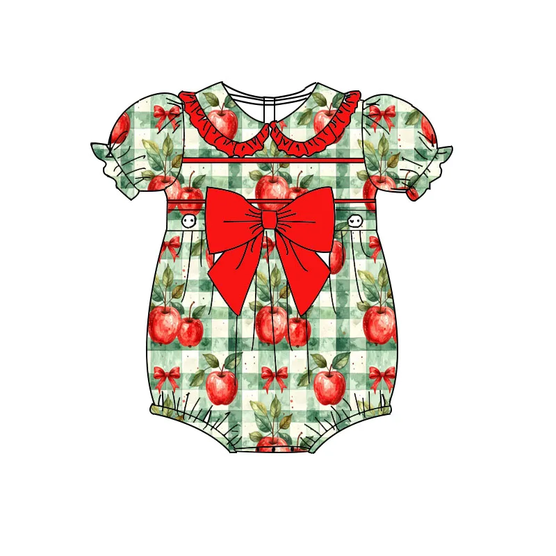Boutique collared ruffled jumpsuit short style bow decoration fruit gummy popsicle print wholesale