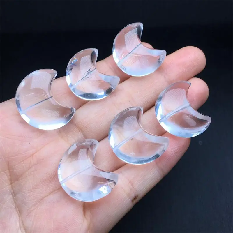 3PCS Natural Clear Quartz Moon Pendant Healing Reiki Fashion Gemstone Jewelry For Friends Gift 24.4MM