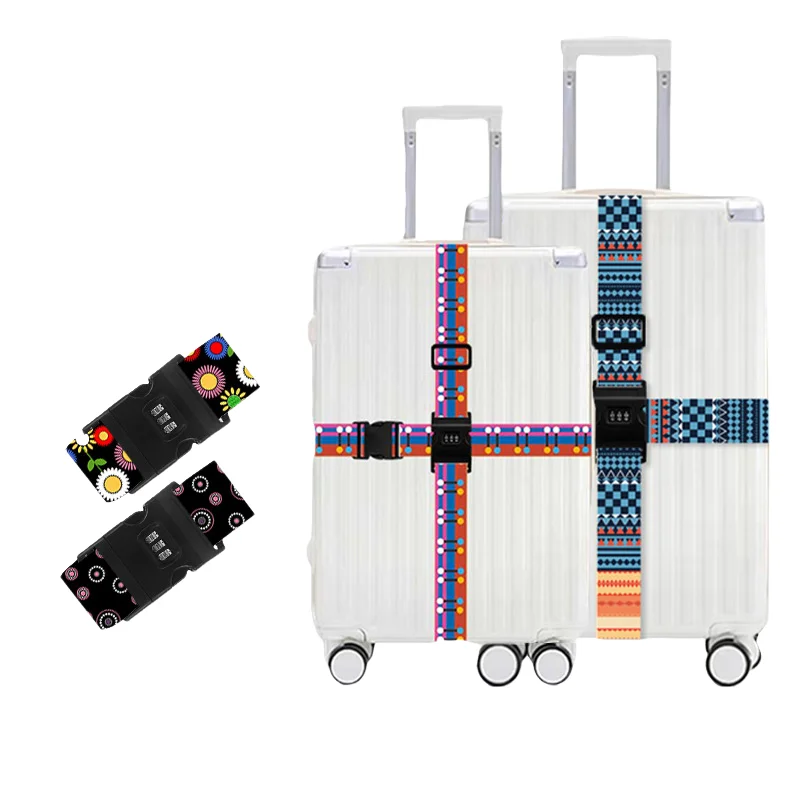 

Cross Luggage Straps Fit 18-32 Inch Suitcase Belts with Buckle Combination Lock Adjustable Travel Packing Accessories