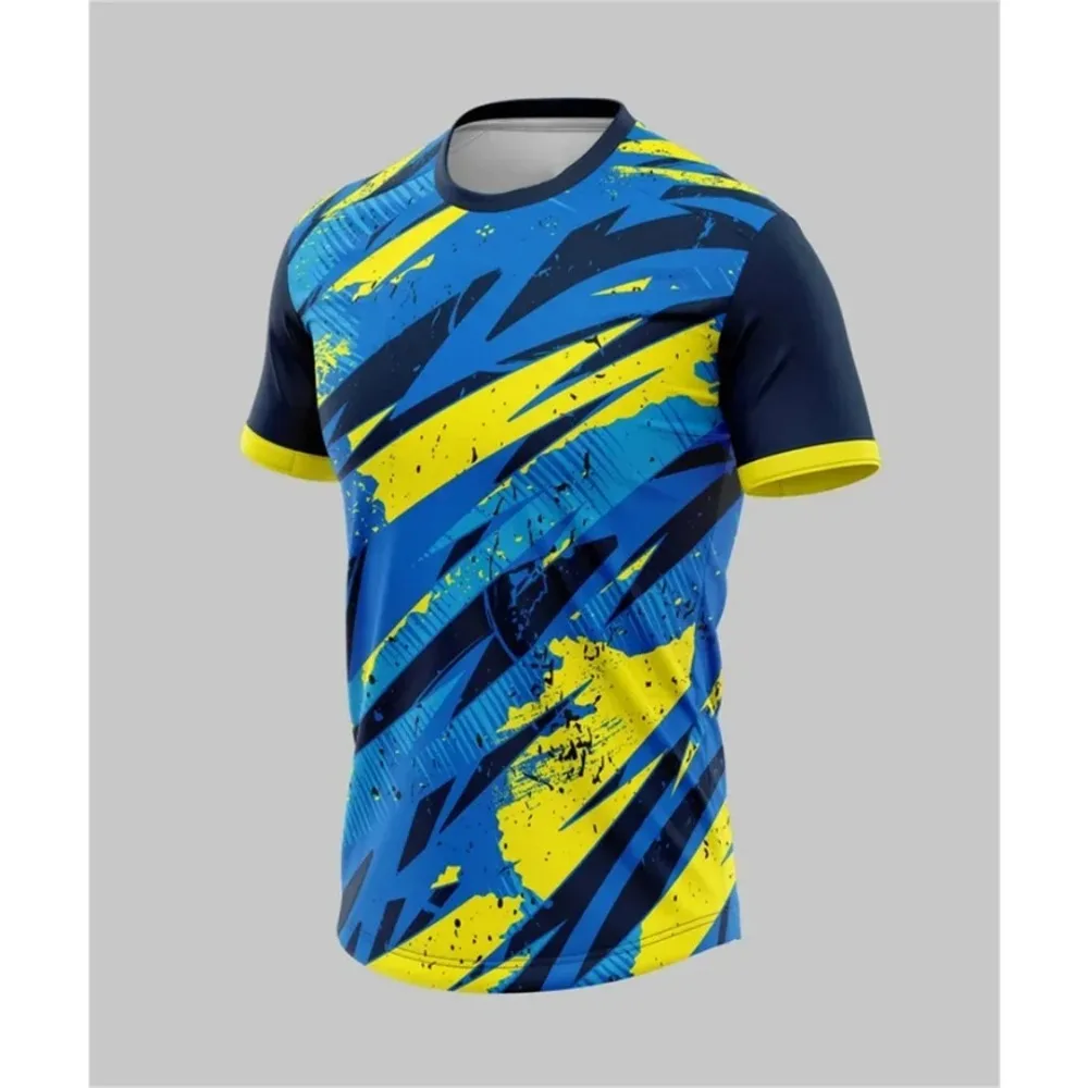 Male 3D-printed Summer Football Badminton Tennis Sport Shirts Outdoor Quick-drying and Breathable Children's Short-sleeved Tops.