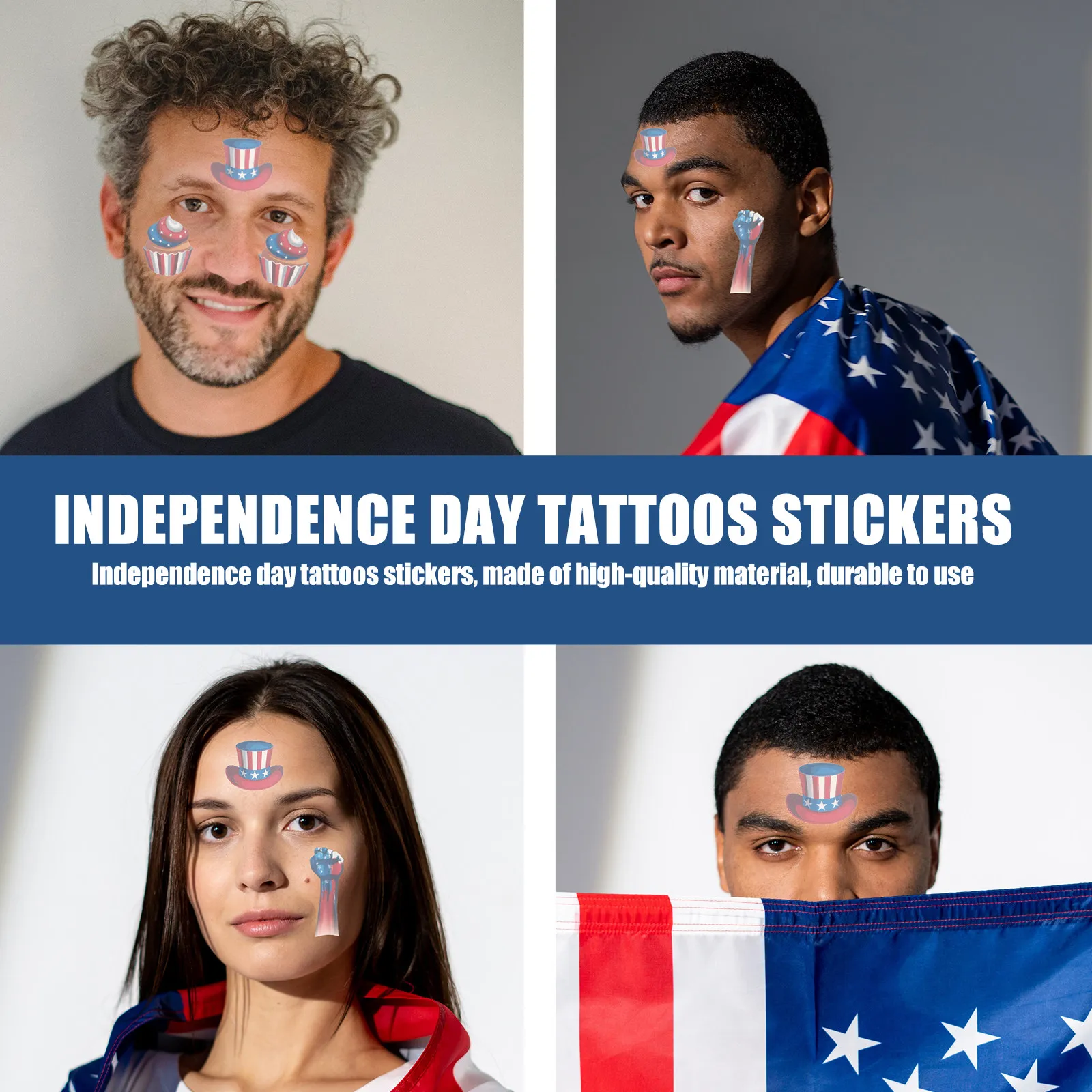 

20 Sheets Party Temporary Sticker Body Tattoos American Flag Decals for Decor Stickers Decorative Convenient
