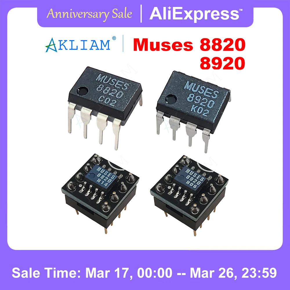 AkLIAM Original JRC Muses8820 Muses8920 Op Amp SOP8 to DIP8 High Quality Audio Dual Operational Amplifier