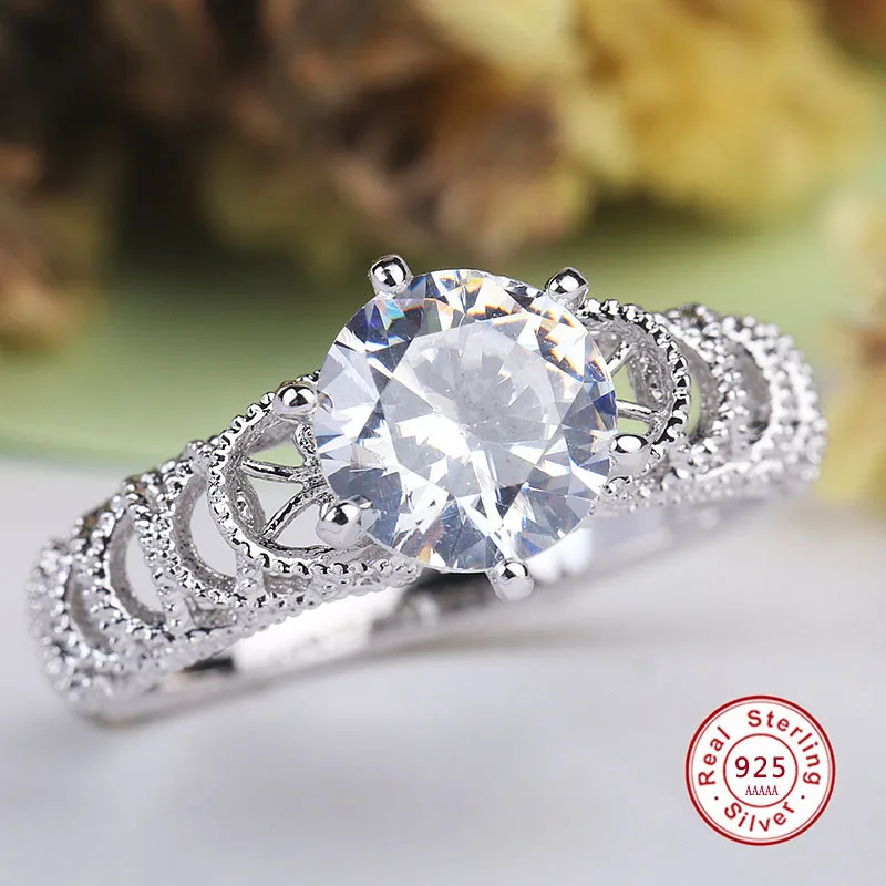 Anillo de Plata de Ley 925 con circonita cúbica para mujer, sortija redonda con diseño romántico de infinito y amor para siempre, joyería hueca para boda