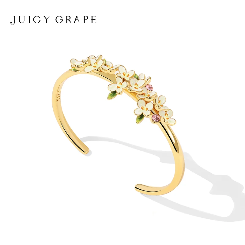 

Juicy Grape Handmade Osmanthus Bangle for Women 18K Plated Gold Enameled Luxury Party Jewelry Christmas Birthday Gift