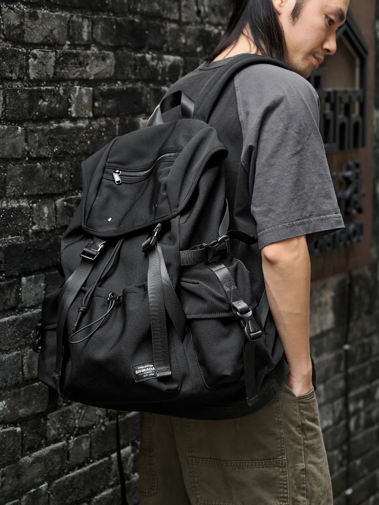 Sac à dos Oxford pour hommes, sac de voyage de grande capacité pour ordinateur portable 15.6 pouces, étanche, adapté aux affaires avec poche antivol à fermeture éclair