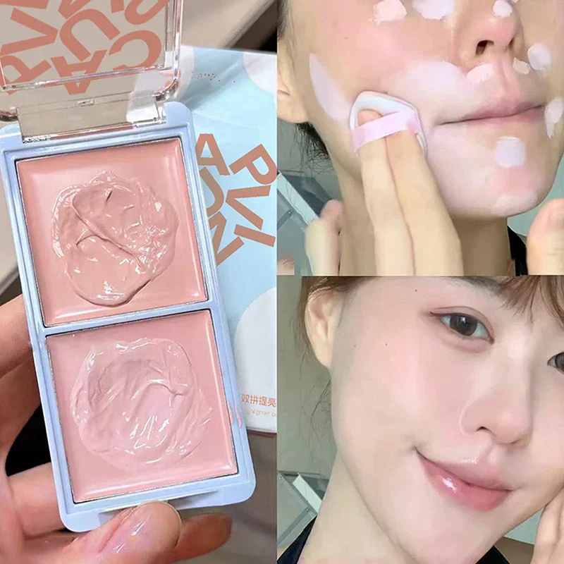 Cappuvini Two-tone Face Brightening Cream Highlight Expansion Facial Highlighter Palette Natural Blush Moisturizing Matte Rouge