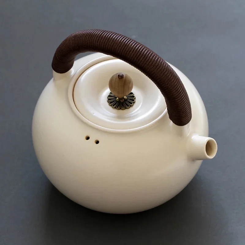 

Soda glazed white clay pot, kettle, teapot, pottery pot, beam pot, kung fu tea set, one gift.