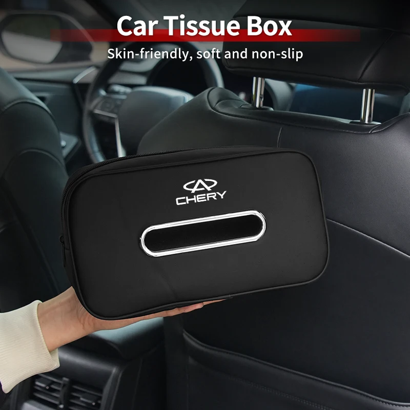 Car Mounted Tissue Box Leather Backrest Hanging Tissue Bag Accessories For Chery Tiggo 5 2 3 7 PRO 8 5X IQ QQ Fulwin Face 3