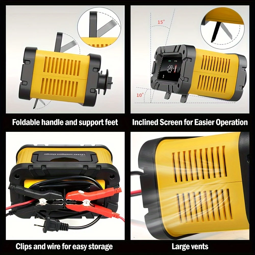 10/20-Amp Auto-Acculader, 12V 24V Volautomatische Batterijhouder, Trickle Charger Voor Agm, Std, Gel, Lifepo4, Loodzuur