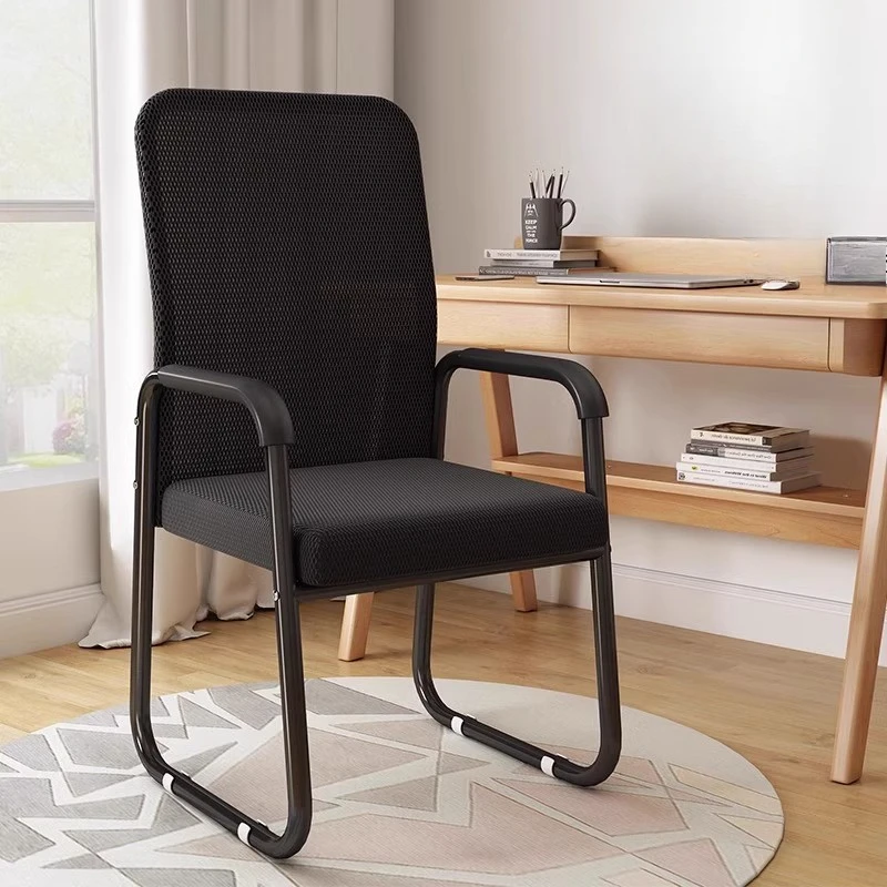 Reposacabezas alto, Silla de oficina con ventilación, taburete con ruedas, Silla de oficina de gran tamaño de estudio negra, muebles de malla de diseñador