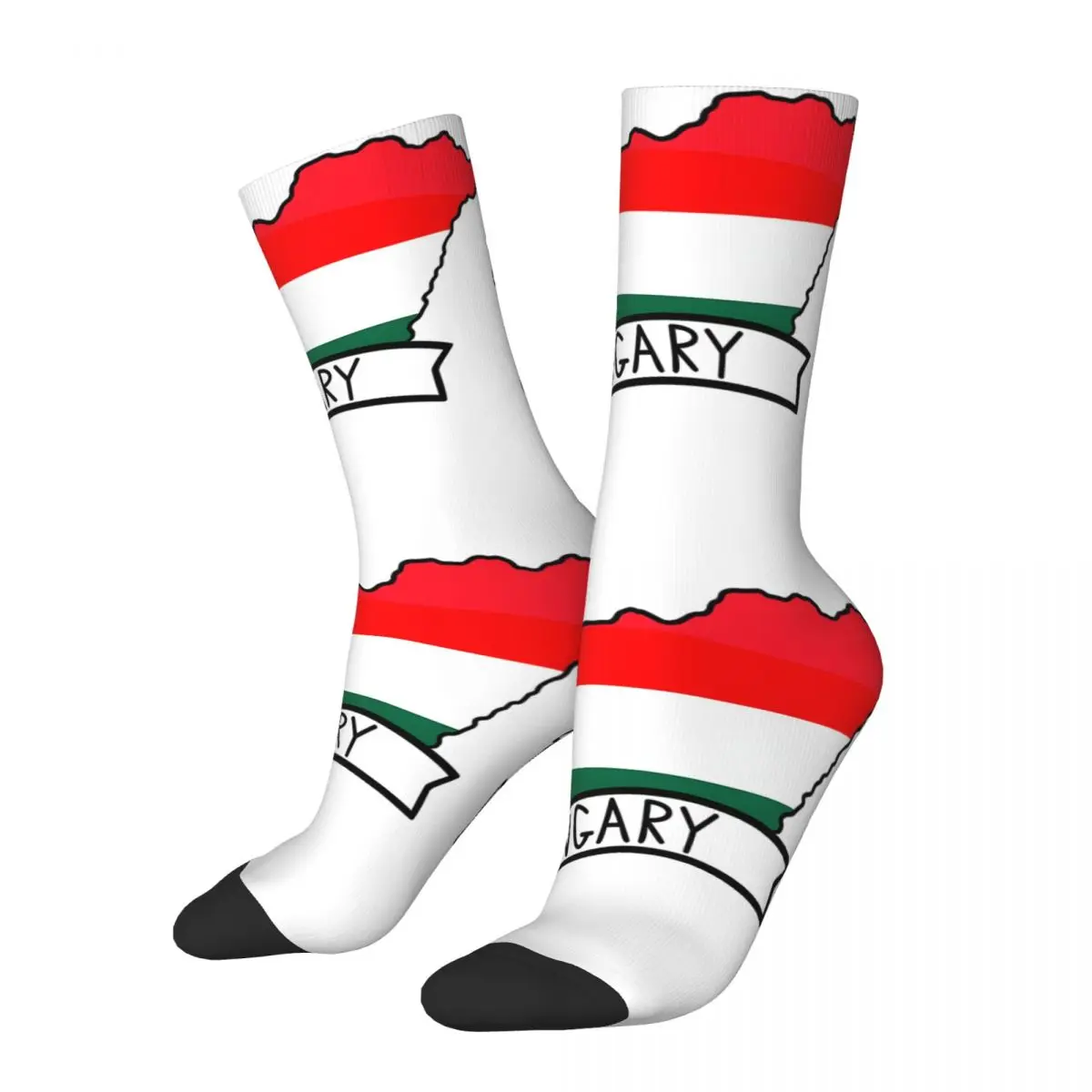 Retro Hungary Map Sticker Sticker Men's compression Socks Unisex Europe Harajuku Seamless Printed Novelty Crew Sock