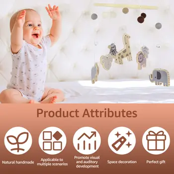 動物嬰兒床掛飾 木質懸掛式嬰兒床鈴 手工野生動物主題嬰兒房掛飾 軟木床鈴玩具 嬰兒床吊墜 6 最佳銷售 嬰兒床配件 - №1