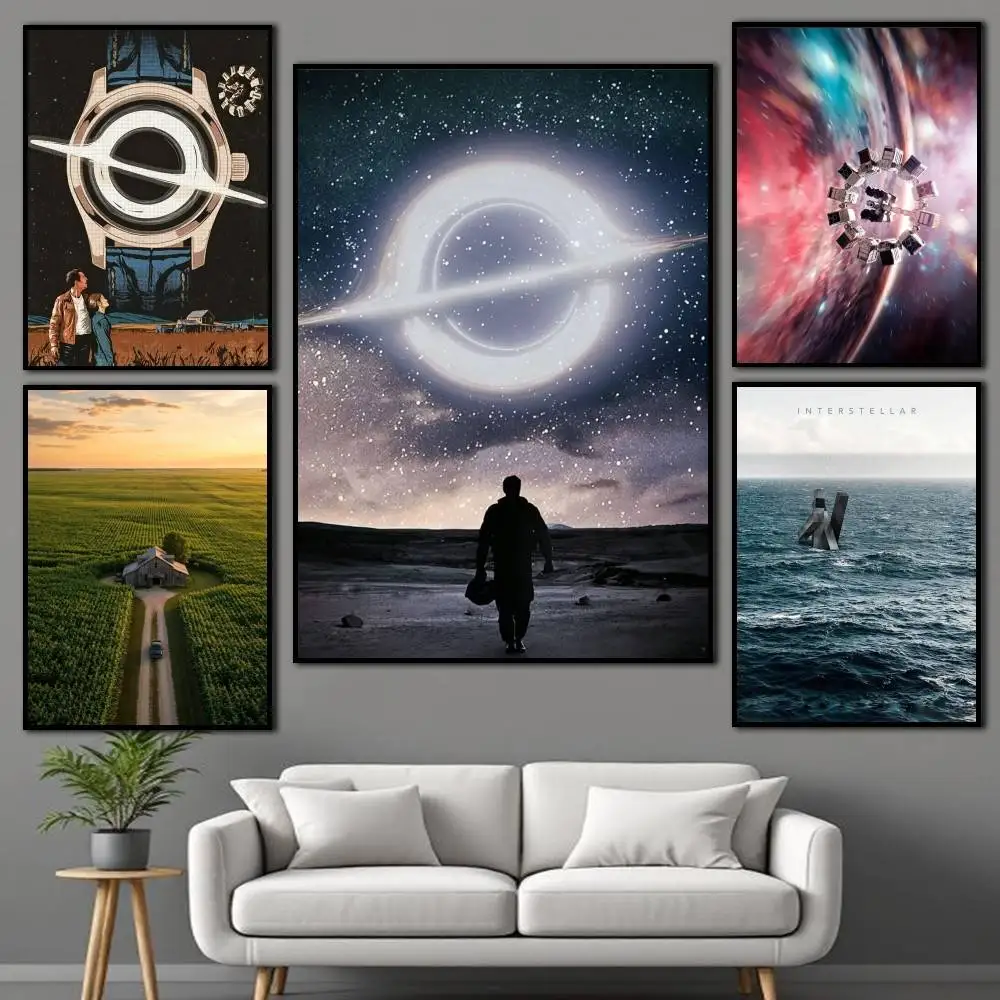 Black Hole I-Interstellar-S Movie Poster Self-adhesive Art Waterproof Paper Sticker Coffee House Bar Room Wall Decor