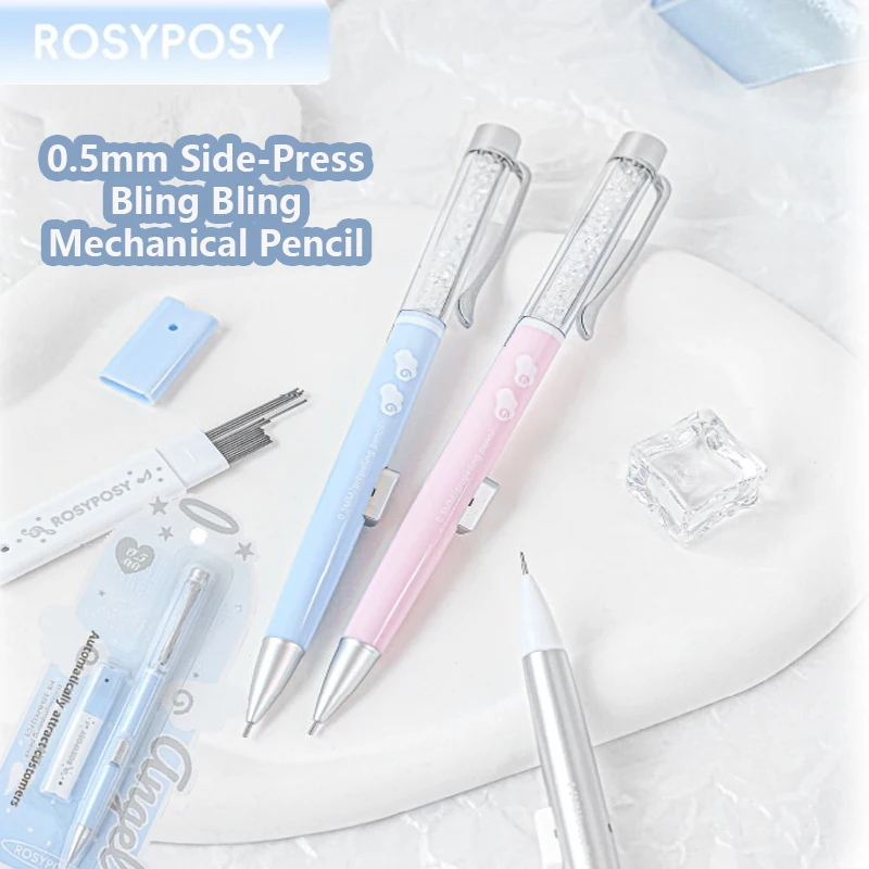 

Набор механических карандашей RosyPosy 0,5 мм, алмазные эстетические карандаши для девочек, студентов, ведения журнала, письменный партнер, эстетические канцелярские принадлежности