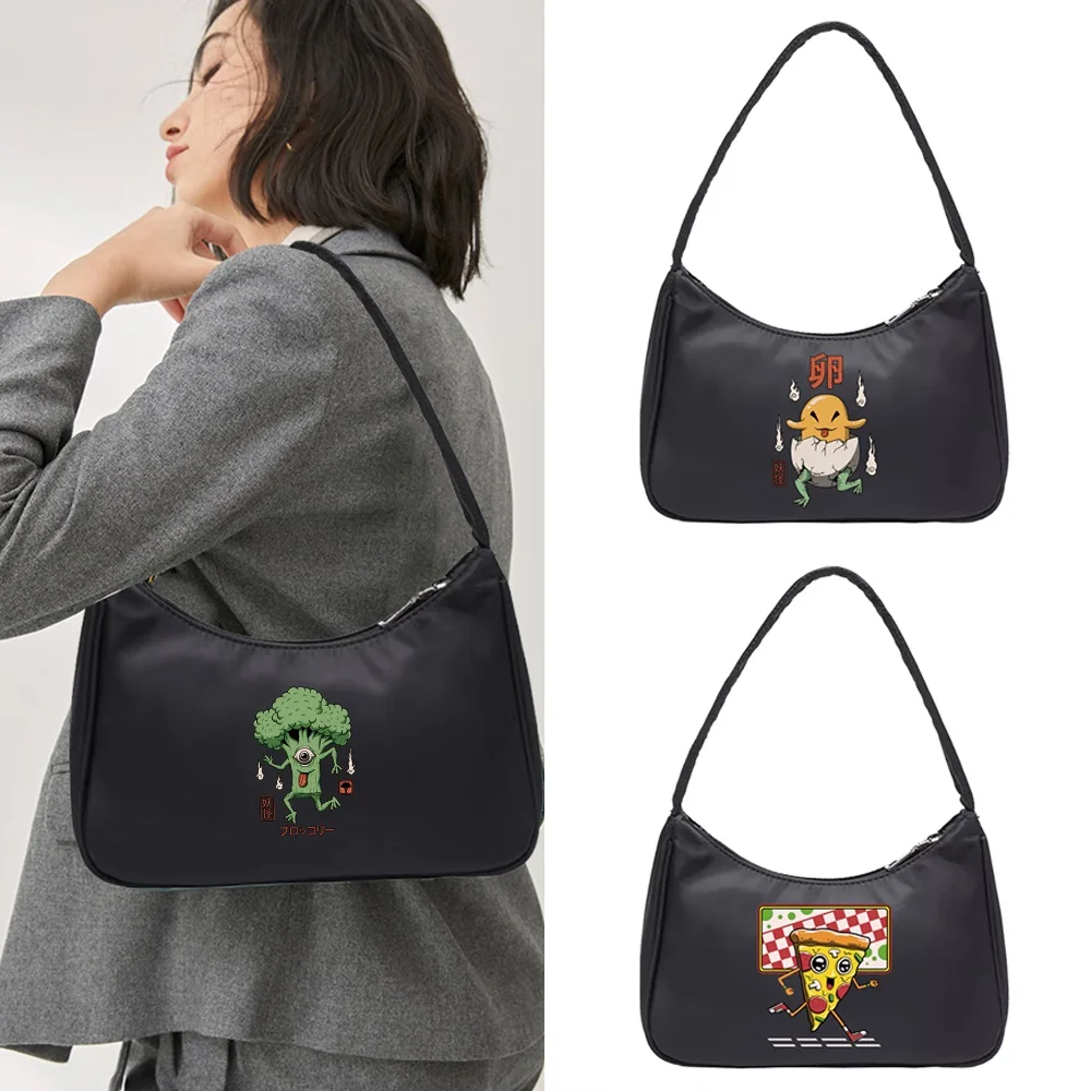 Women  Handbag Simple Underarm Shoulder Bags Cute Monster Print Daily Design Totes Coin Purse Pouch Organizer Hobo Shoulder Bag