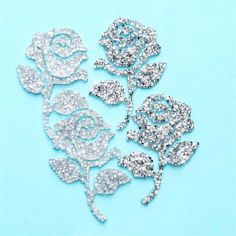 Women\'s Rhinestone Flower Stickers, Used for Clothing, Hats, Bags, Hair Clips, DIY Decorative Accessories