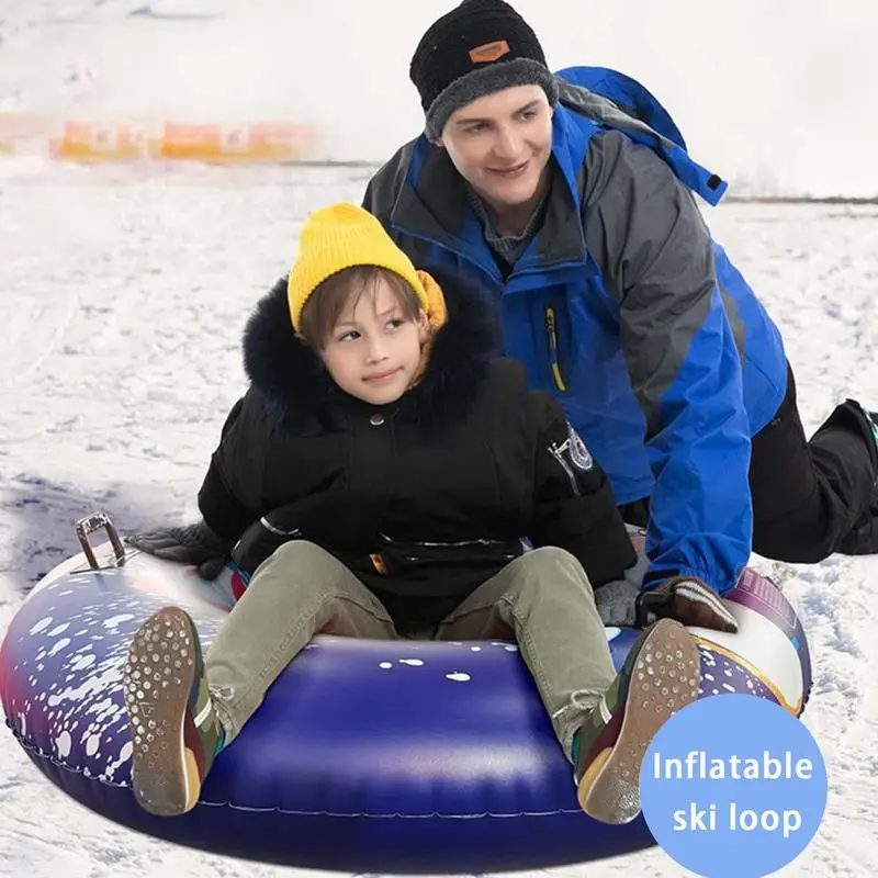 Foldable Skiing Snow Sleigh Snow Tube Inflatable Cold-resistant Ski Circle Kids Adult Ski Ring Skiing Thickened Sled With Handle