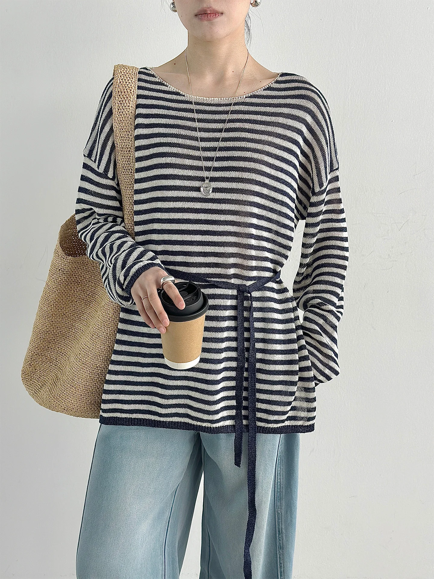 

Timingzhou Spring Summer Korean Style Lazy Feelings Paper Silk Breathable Loose Knitted Shirt Women's Casual Wear