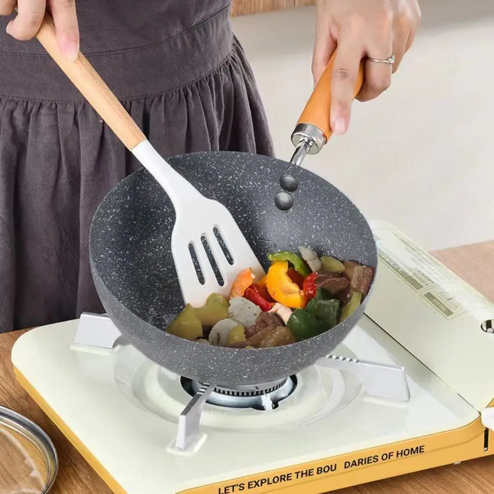 

Practical Non-stick Marble Pattern Wok Anti-scalding Handle Lightweight Omelette Pan Mini Universal Stir Fry Pan Soup