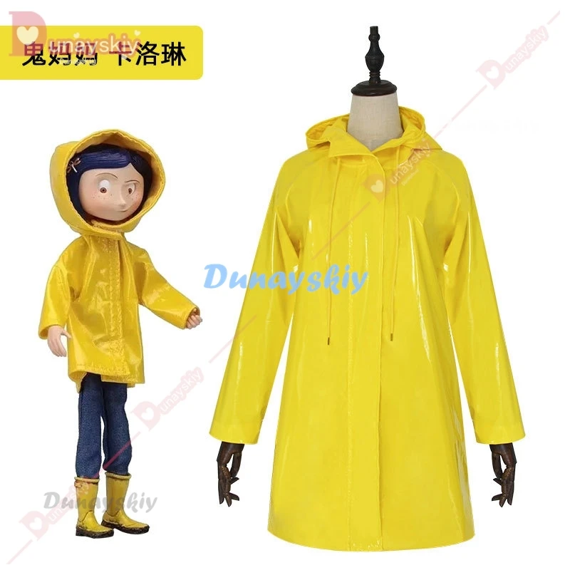 Cartoon Movie Coraline the Secret Door Cosplay Costume Coralin Wybie Lovat Hoodie Dress Jacket Coat Halloween Suit Raincoat Gift