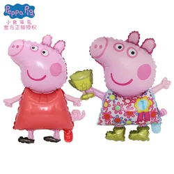 Peppa Pig-familia de cuatro cerdos, padre, cerdo, madre, George, película de aluminio, globo móvil, muñeca de juguete, decoración de fiesta de cumpleaños, juguetes para niños