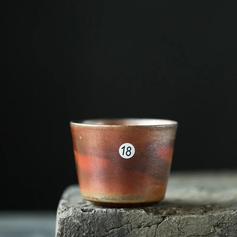 Zhiye Firewood Burning Kiln Treasure Grade Full Gray Glaze Cup Retro Style Stoneware Pine Bare Burning and Silent Collection Tak
