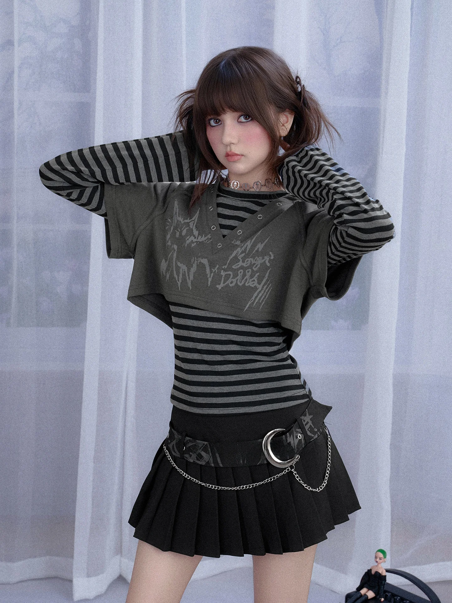 

Комплект SagiDolls для девочек-подростков: футболка с капюшоном и брюки в полоску, двухсоставный ансамбль для осени, комфортный, уютный.