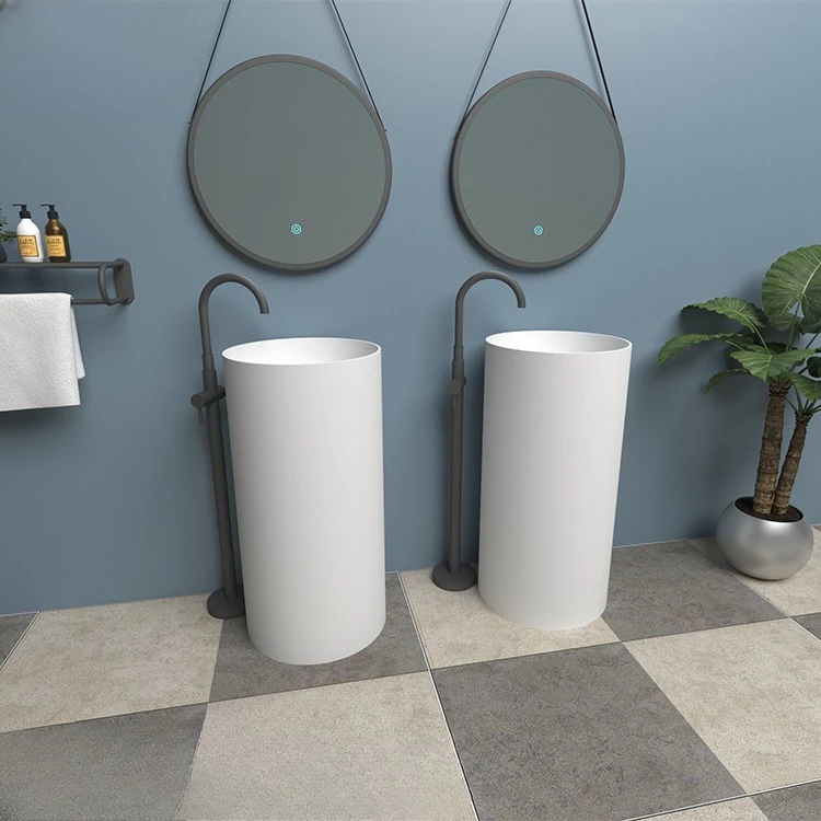 

Custom Size Bathroom Washbasin Round Freestanding Washbasin Solid Surface Stone