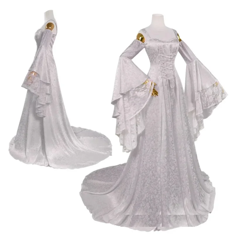 Abito da regina celtica lungo in velluto rinascimentale medievale da donna, costume cosplay Victoria, colletto quadrato, maxi abito Robe ty'4