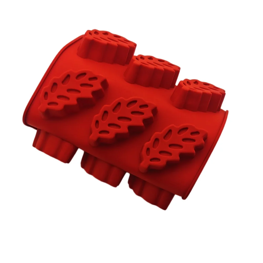 Molde de silicona 3D de 12 cavidades con forma de hoja para chocolate, molde para bizcocho chino al vapor, pudín, gelatina, galletas, herramientas de repostería casera